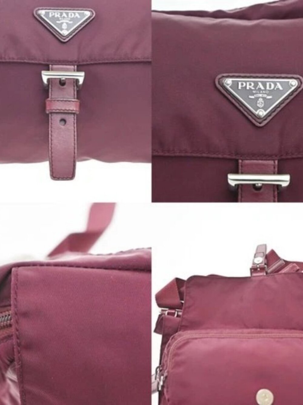 PRADA Logo Tessuto Crossbody Shoulder Bag Nylon Leather Red SHW 73KP542 - Picture 8 of 15